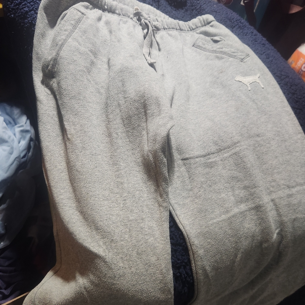 PINK Victoria's Secret Gray Track Pants with Elastic Cuffs